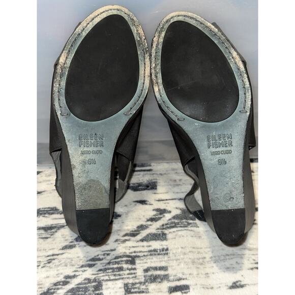Eileen Fisher Women's Gray Sling Back Open Toe Wedge Sandals SZ 9.5 - Picture 10 of 11
